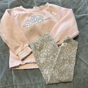 Nike Kids Pink and Gray Leggings